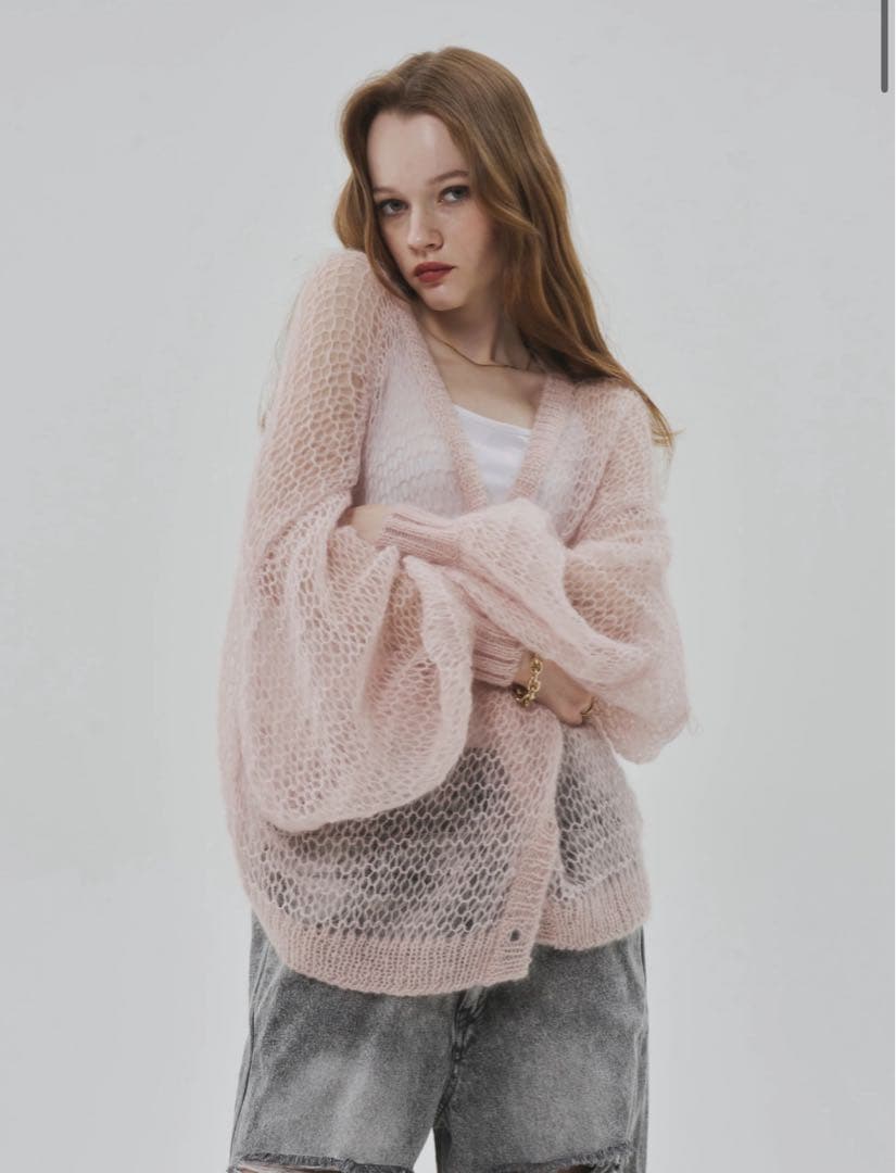 【THE TOE】Parasol mohair cardigan pink