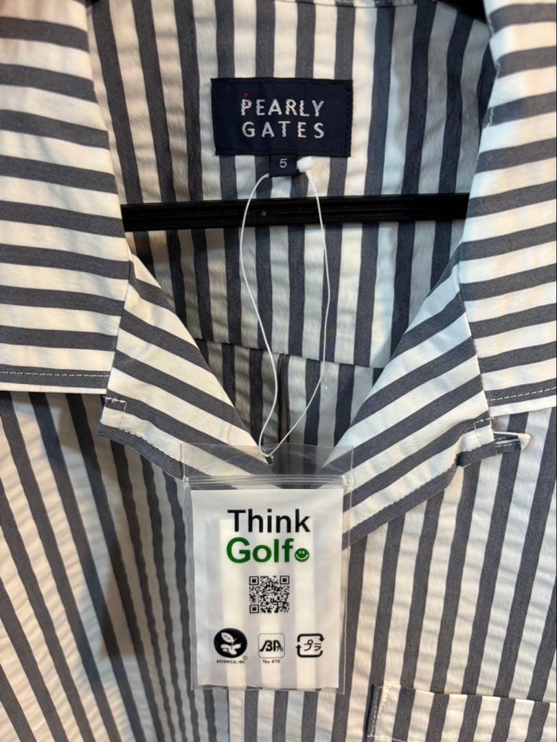 【新品・未使用】PEARLY GATES ストライプ半袖シャツ　サイズ5