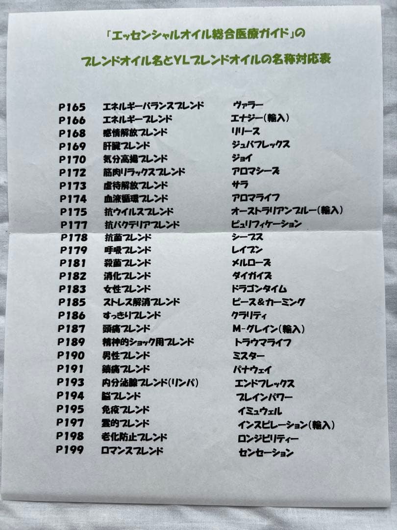 エッセンシャルオイル 総合医学ガイド ヤングリヴィング オイル説明用紙付き