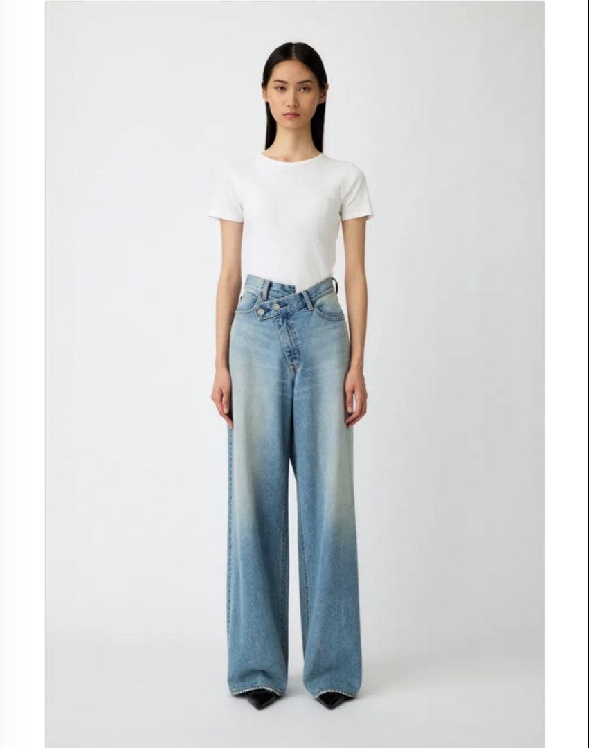 moussy CROSS WAIST WIDE STRAIGHT ライトブルー0