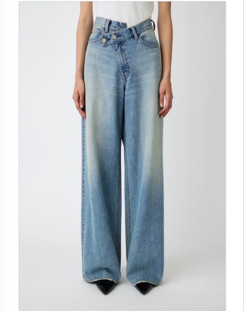 moussy CROSS WAIST WIDE STRAIGHT ライトブルー0
