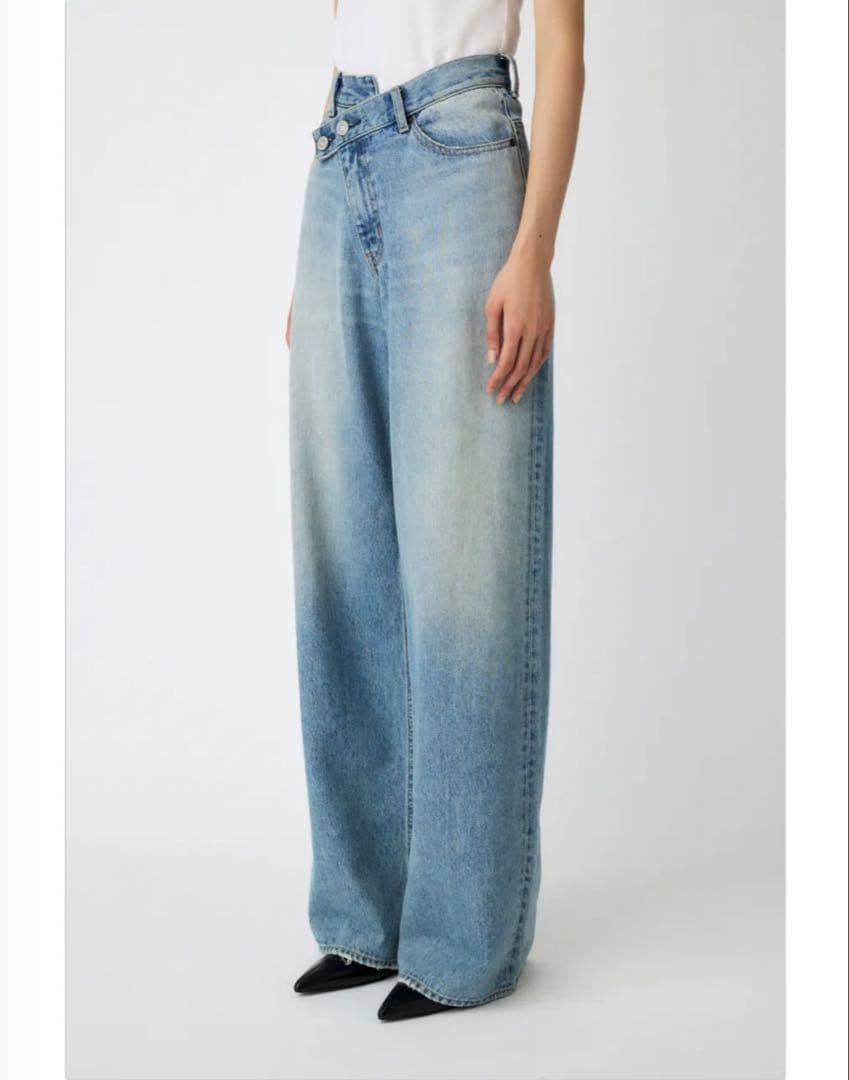 moussy CROSS WAIST WIDE STRAIGHT ライトブルー0
