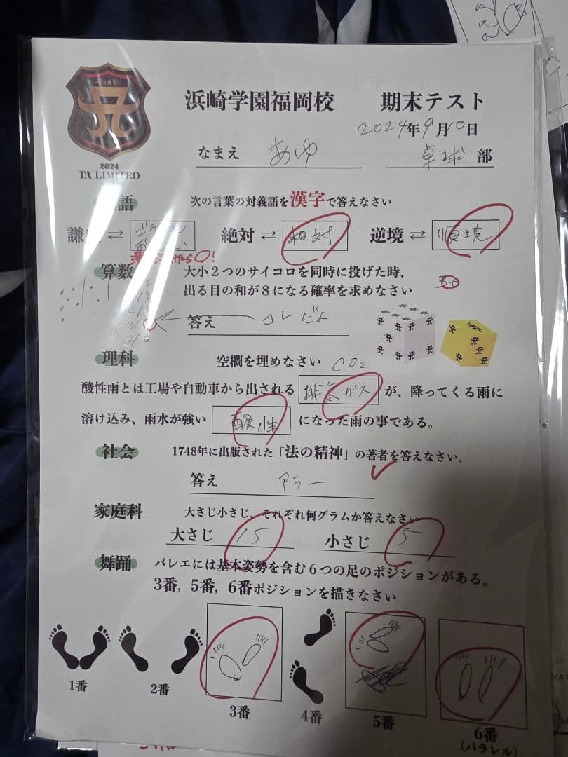 浜崎学園 期末テスト用紙　コレクション　総１０枚 浜崎あゆみ直筆レプリカ