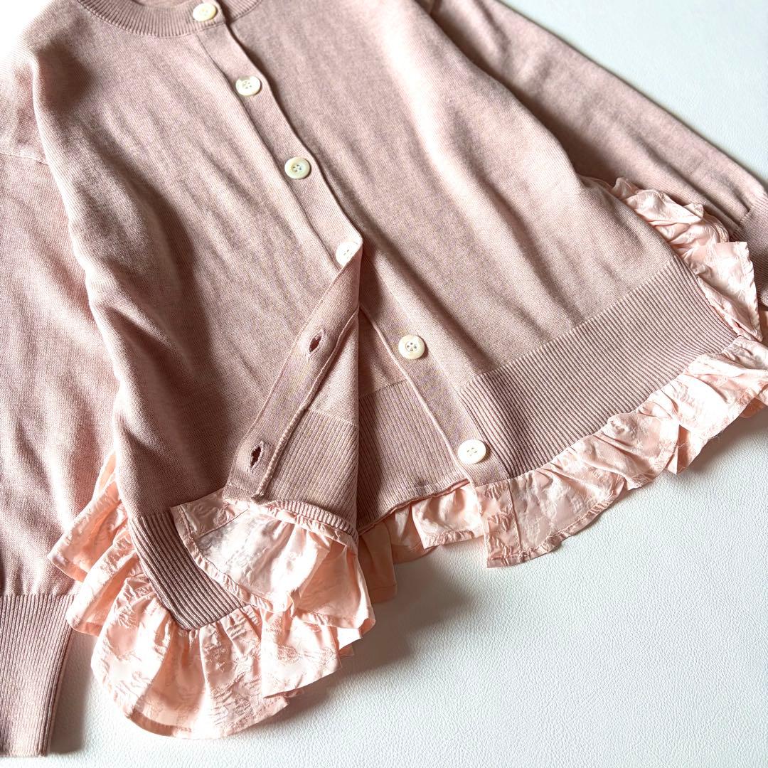 極美品✨OHGA オーガ　FRILL KNIT　フリルニットカーディガン　ピンク