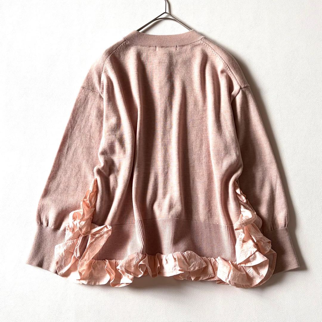 極美品✨OHGA オーガ　FRILL KNIT　フリルニットカーディガン　ピンク