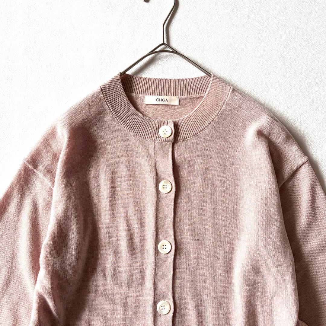 極美品✨OHGA オーガ　FRILL KNIT　フリルニットカーディガン　ピンク