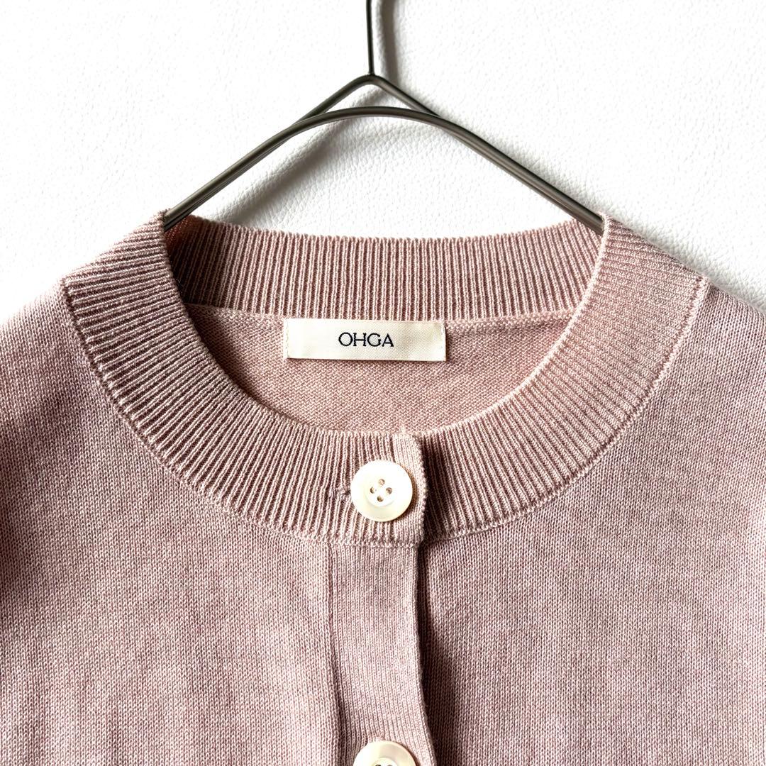 極美品✨OHGA オーガ　FRILL KNIT　フリルニットカーディガン　ピンク