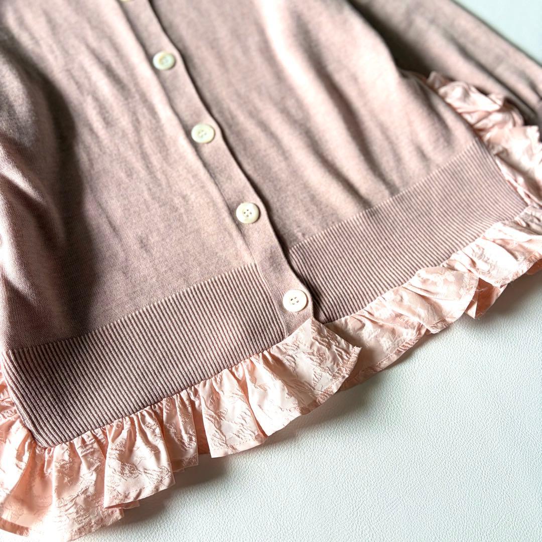 極美品✨OHGA オーガ　FRILL KNIT　フリルニットカーディガン　ピンク