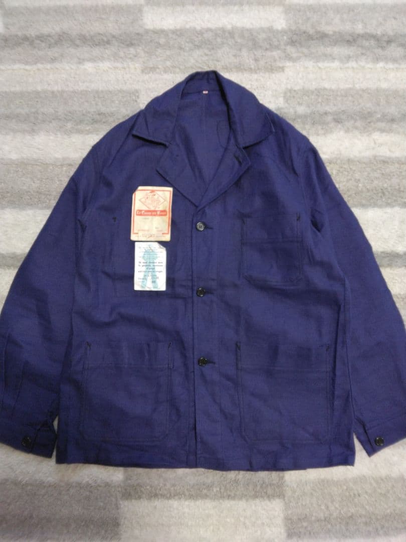 60s　フレンチワークジャケット　デッドストック　コットンツイル　巻き縫い　XL