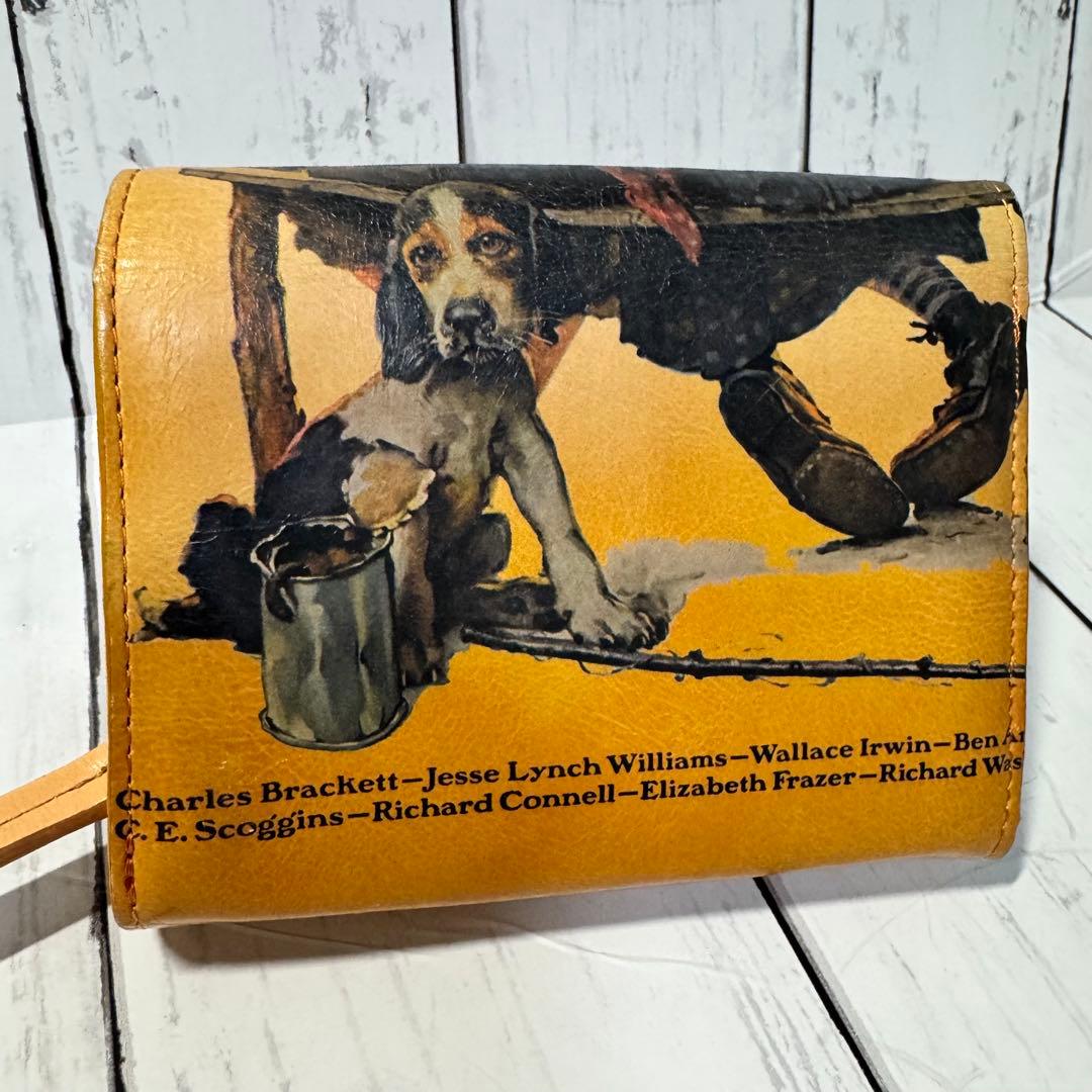 美品　ノーマン・ロックウェル　月を見つめる少年と少女 二つ折り財布　レザー