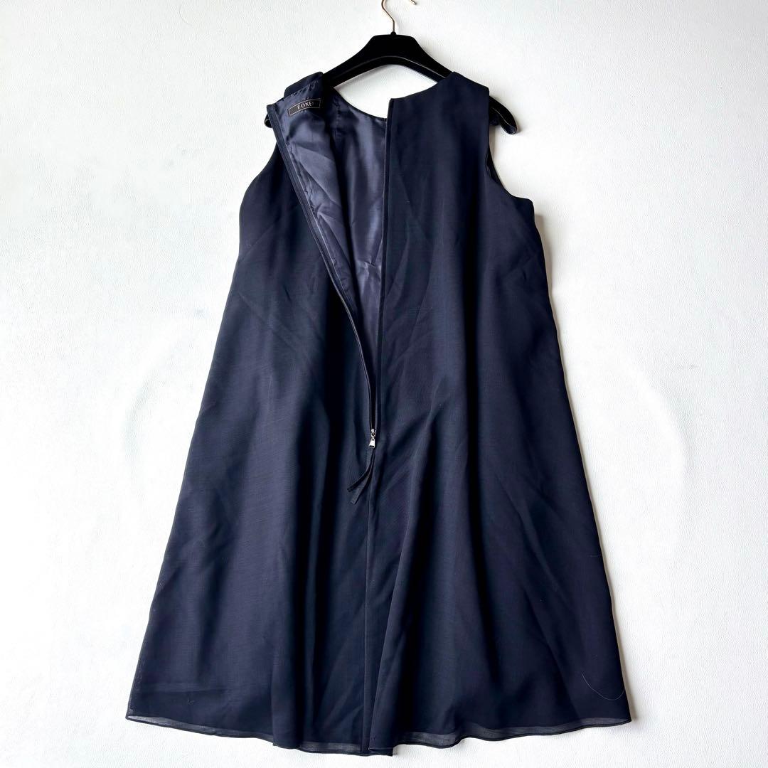 美品✨FOXEY リズム ウールブレンドエアリードレス　フレア　40