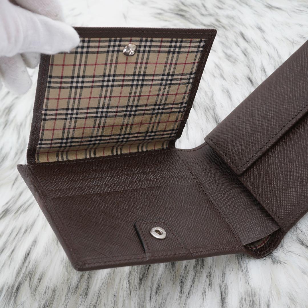 新品未使用品　BURBERRY LONDON 折り財布　ノバチェック　ブラウン