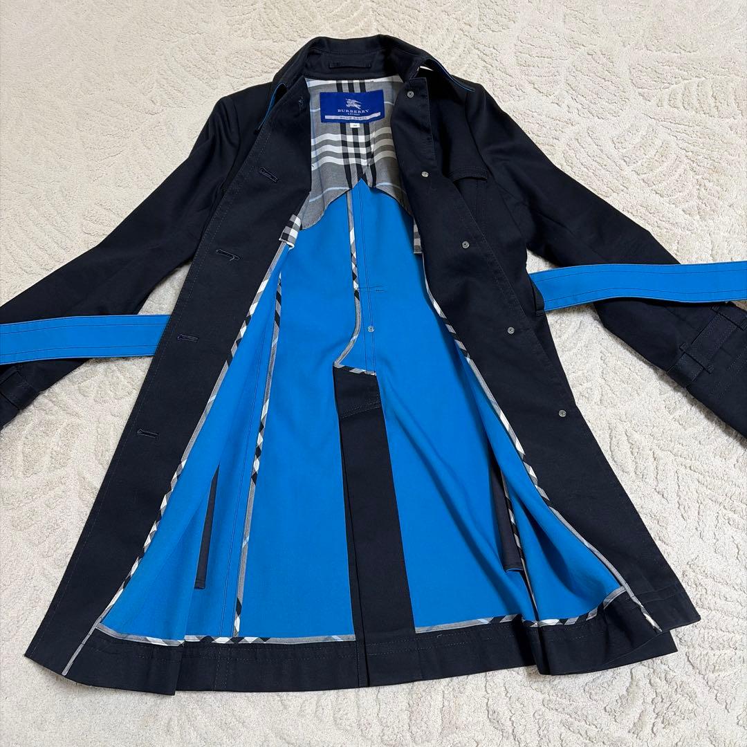 バーバリーブルーレーベル　トレンチコート　ネイビー×ブルー