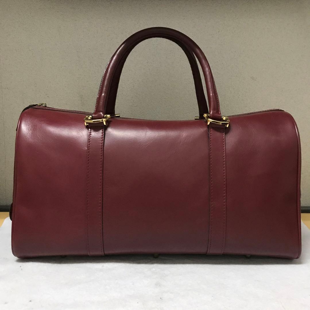 【希少品・袋・鍵付き美品】Cartier バーガンディ レザー ボストンバッグ