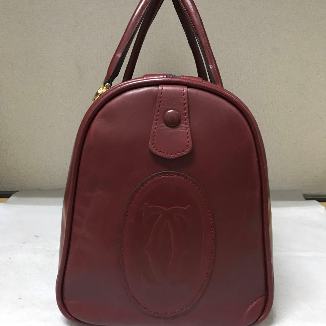 【希少品・袋・鍵付き美品】Cartier バーガンディ レザー ボストンバッグ