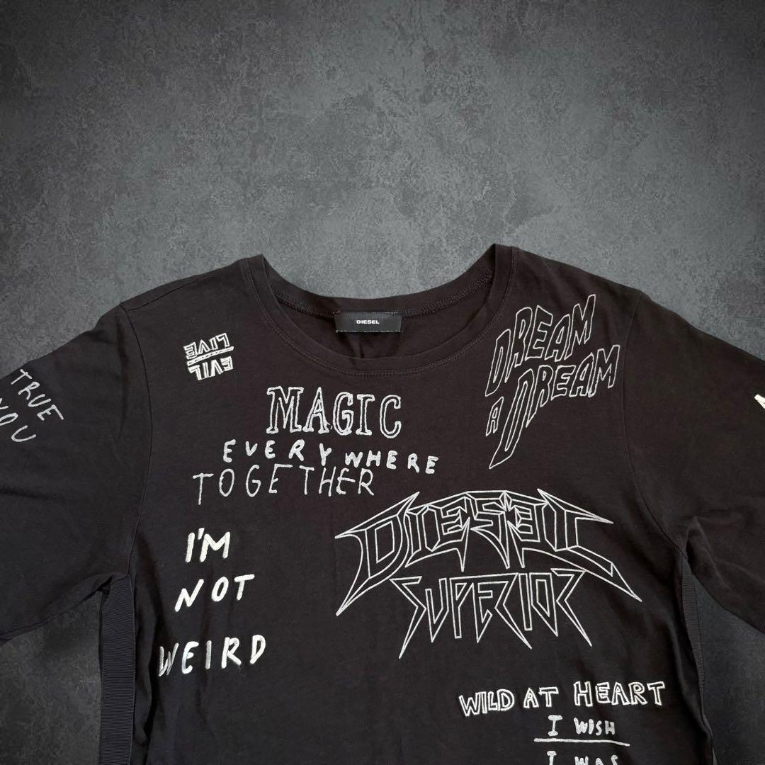 DIESEL 00s スカル サイドベルト Tシャツ y2k 平成ギャル パンク