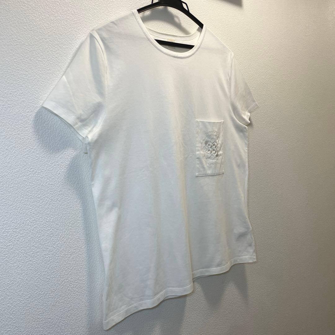 エルメス　白　刺繍入りポケット　Tシャツ