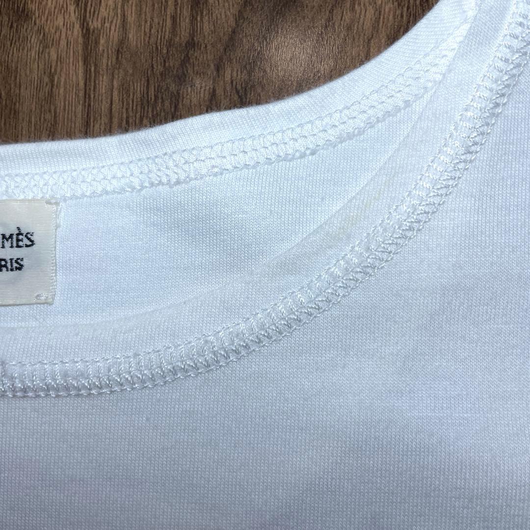 エルメス　白　刺繍入りポケット　Tシャツ
