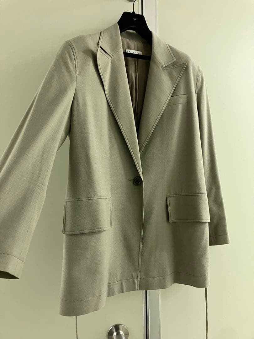 〓REJINA PYO〓 GREEN-BEIGE NYLON混JACKET