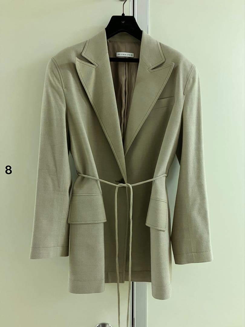 〓REJINA PYO〓 GREEN-BEIGE NYLON混JACKET
