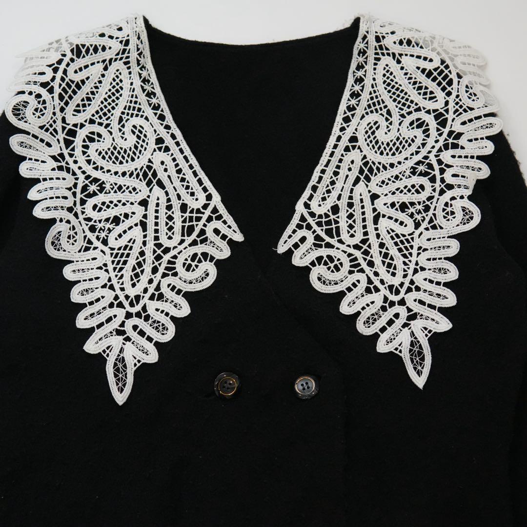 トップス acka. lace collar knit cardigan black