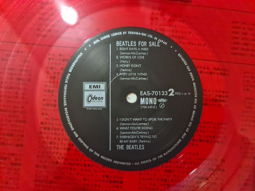 ★超貴重ビートルズBeatles for Saleモノラル赤盤LPカラーレコード