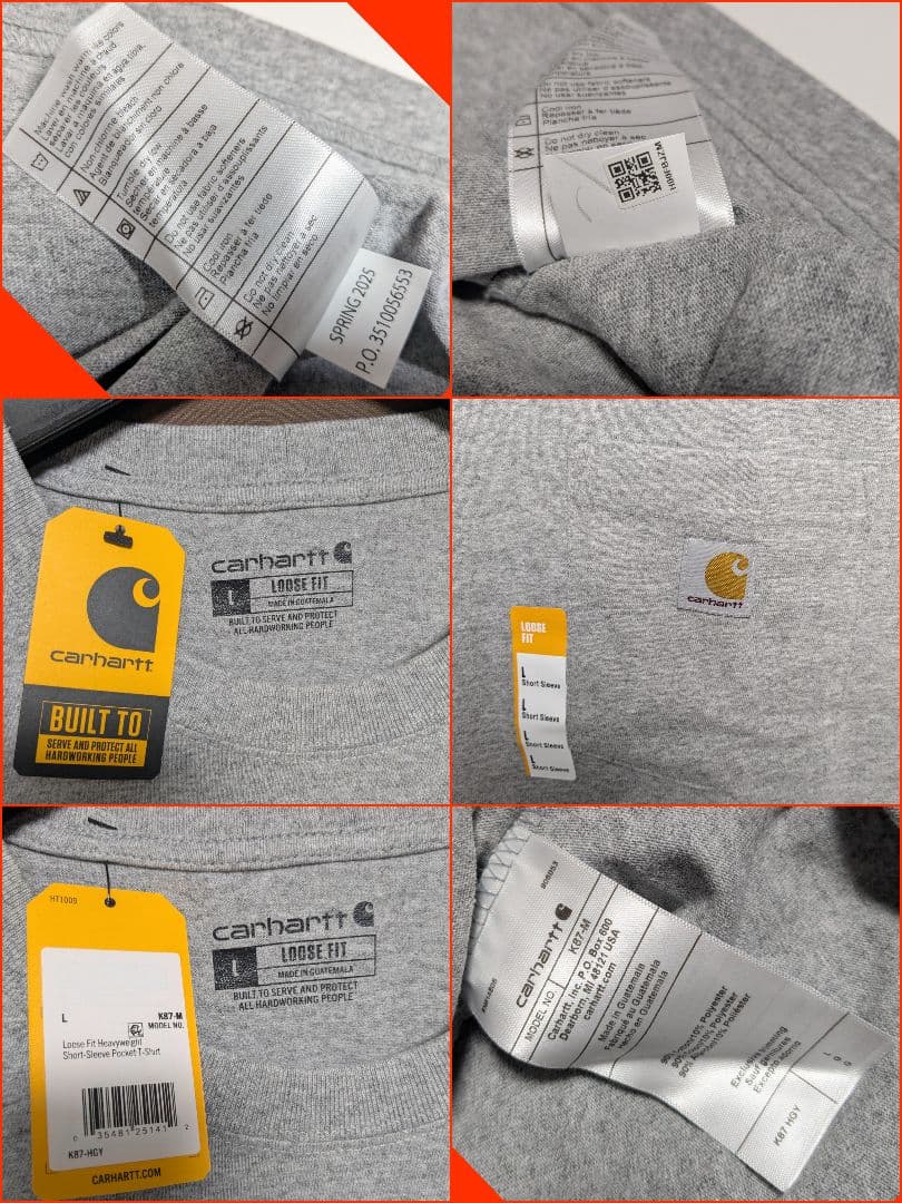 未使用 Carhartt Tシャツ　L　5枚セット K87　まとめ売り