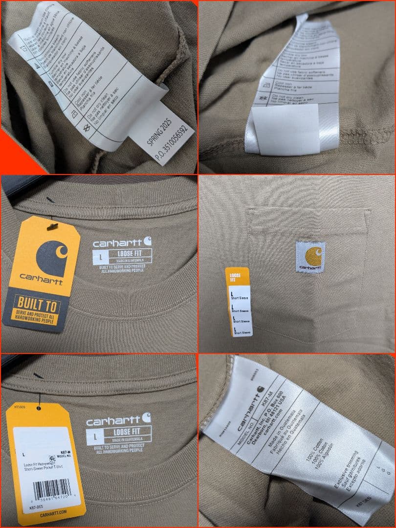 未使用 Carhartt Tシャツ　L　5枚セット K87　まとめ売り