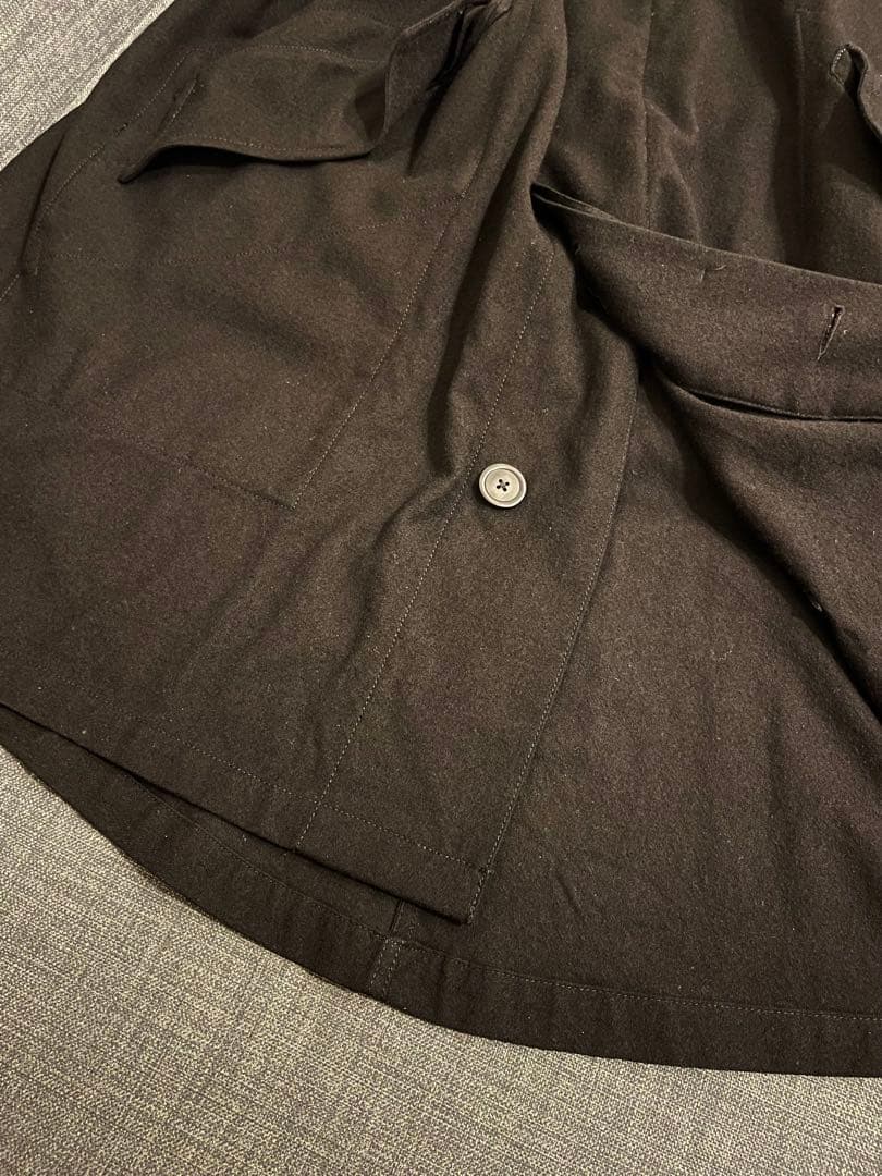 ANN DEMEULEMEESTER カシミヤ混ウールモッズコート ブラックS