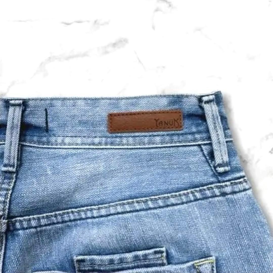 美品 25 ヤヌーク ハイウエストルース TDS デニム スリムテーパード