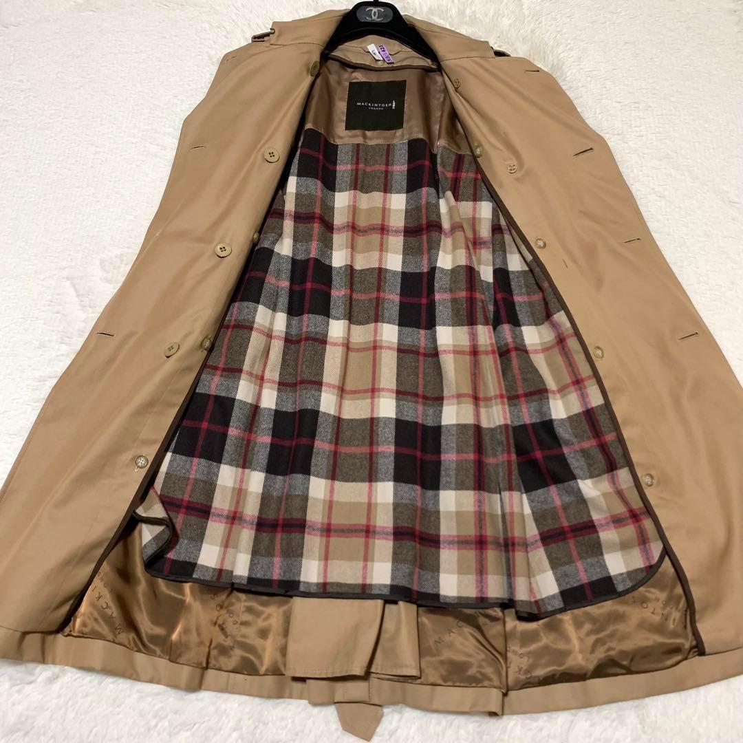 美品　マッキントッシュロンドン　ライナー　ベルト　チェック　ハニーベージュ