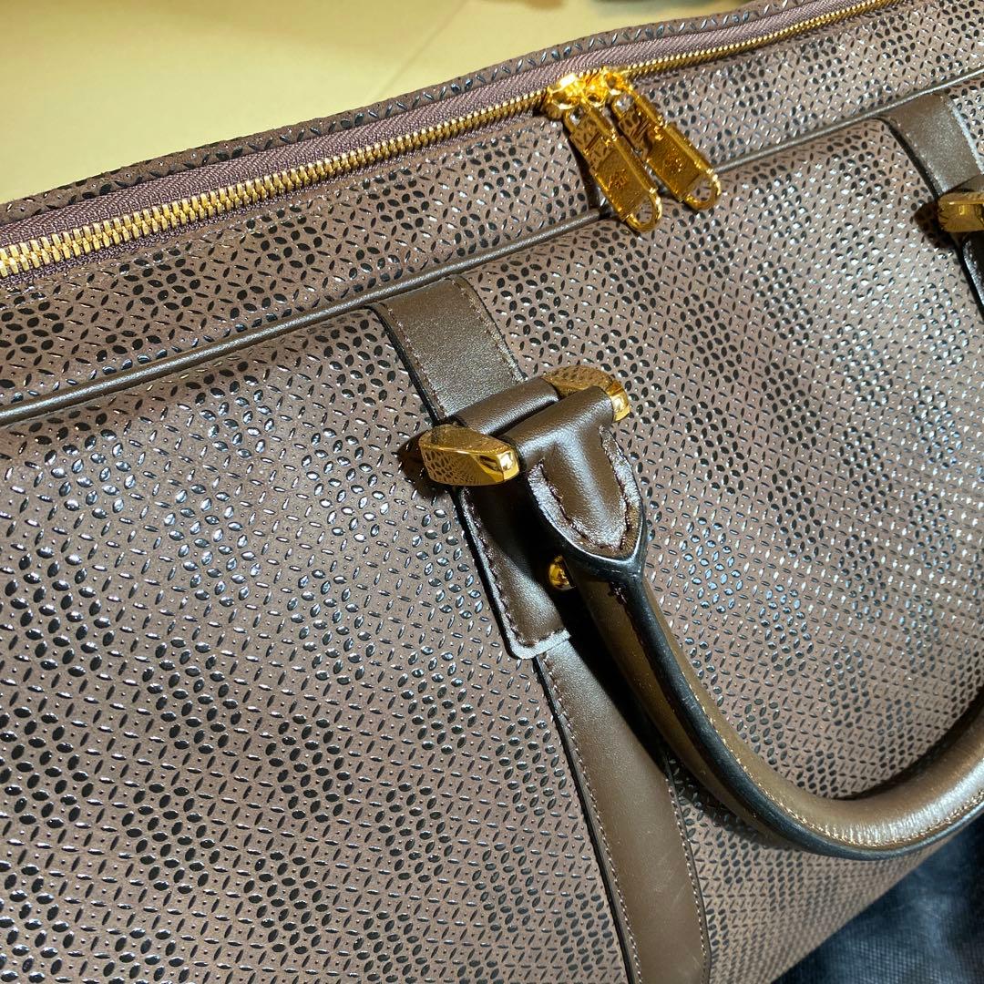 R*o様 印傳屋　ブラウン型押しボストンバッグ