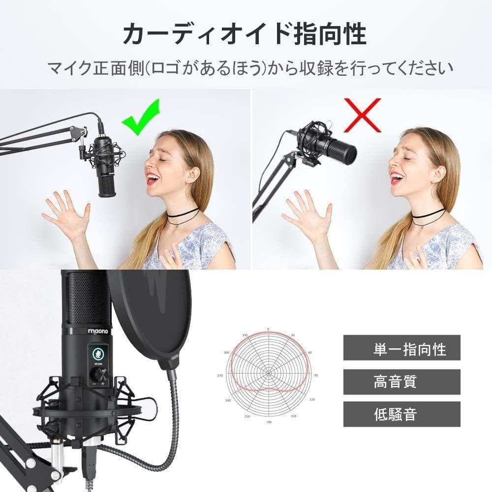 コンデンサーマイクセット ゲイン調整ノブ USBケーブル付き 179B1728