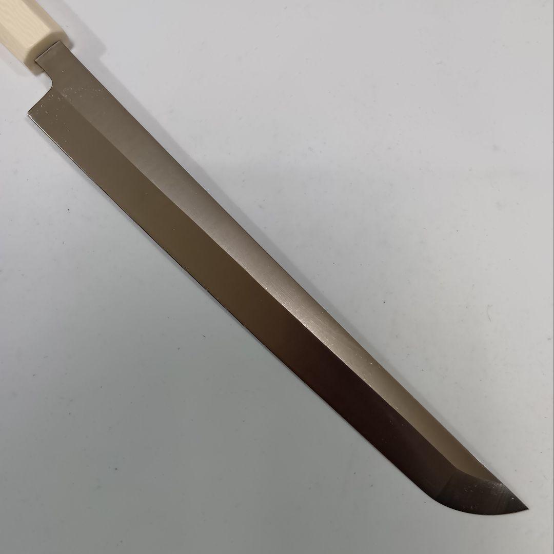 ステン本焼V金10号先丸柳刃包丁27cm人工象牙八角柄