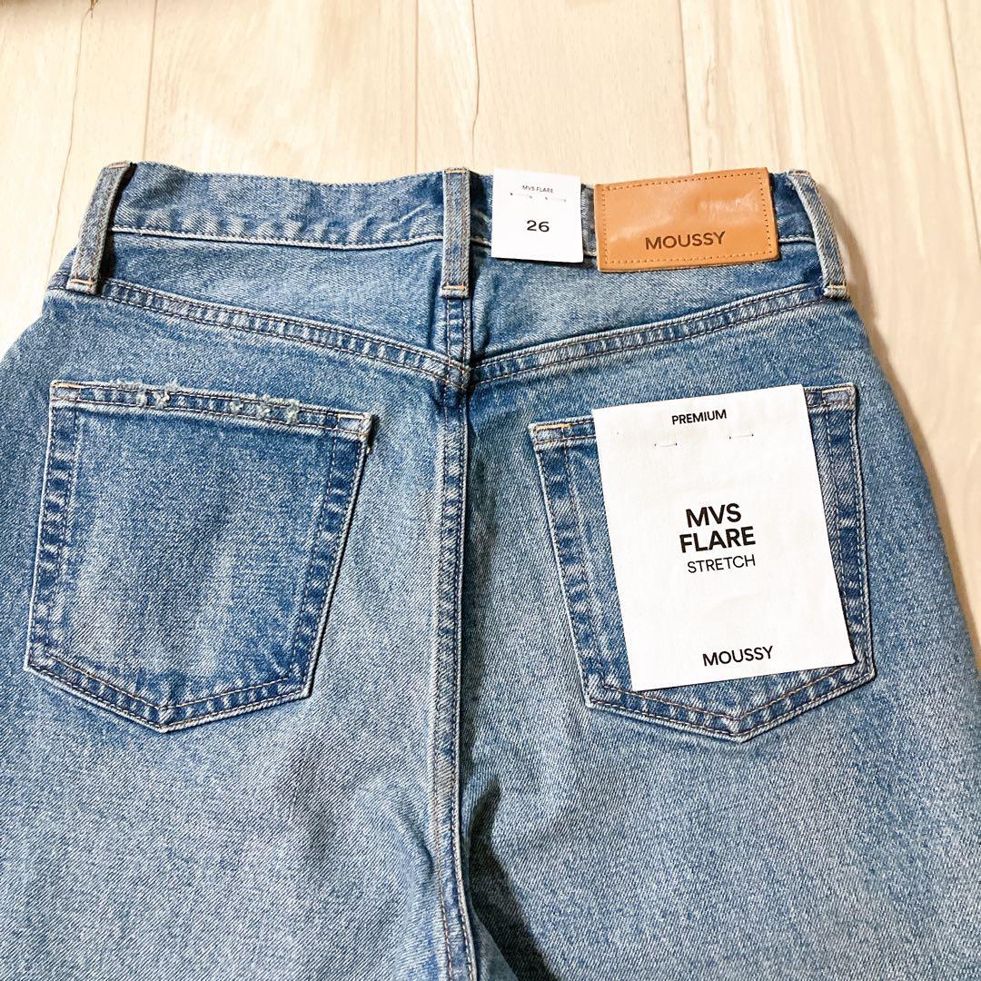 新品 タグ付き　MOUSSY MVS FLARE 26 ブルー　マウジー　フレア