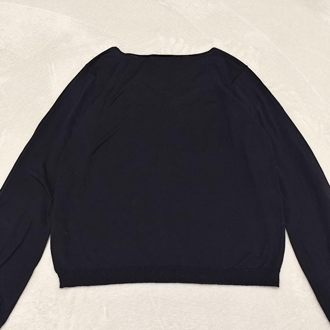 KENZO コットンカーディガン シルクフラワー装飾 ブラック L