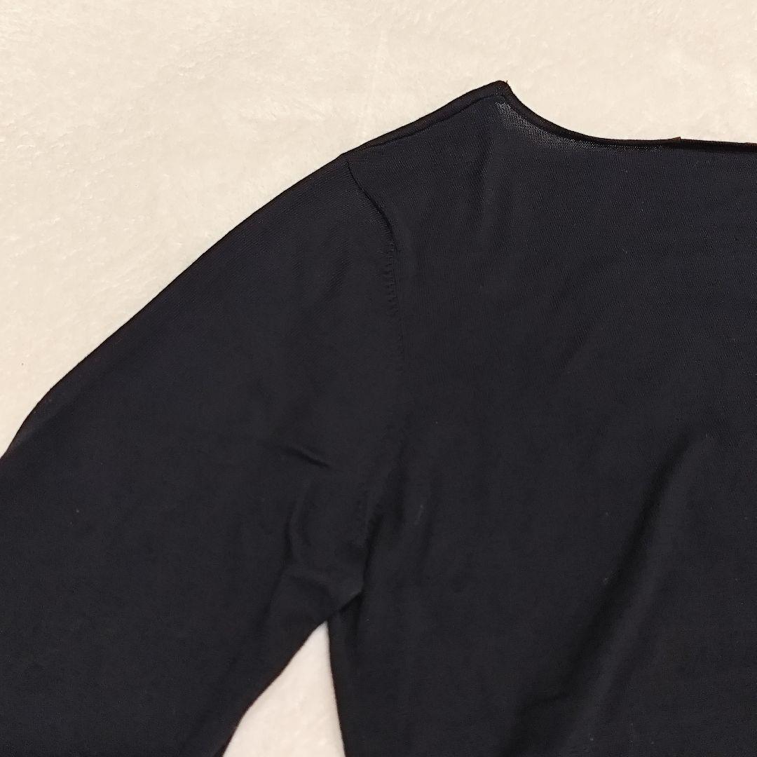 KENZO コットンカーディガン シルクフラワー装飾 ブラック L