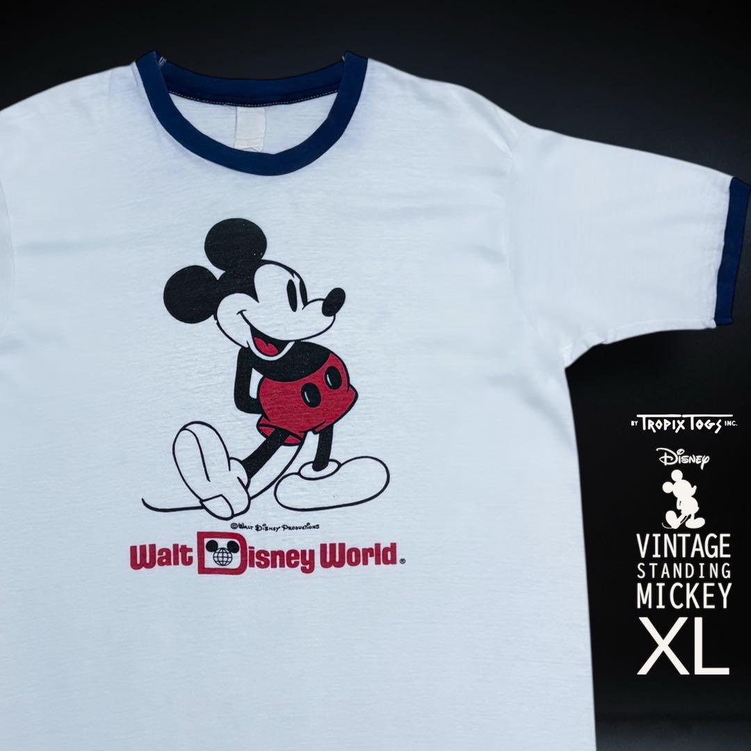 希少 エラプリ70s Disney 白足 ミッキー XL USA製 ビンテージ