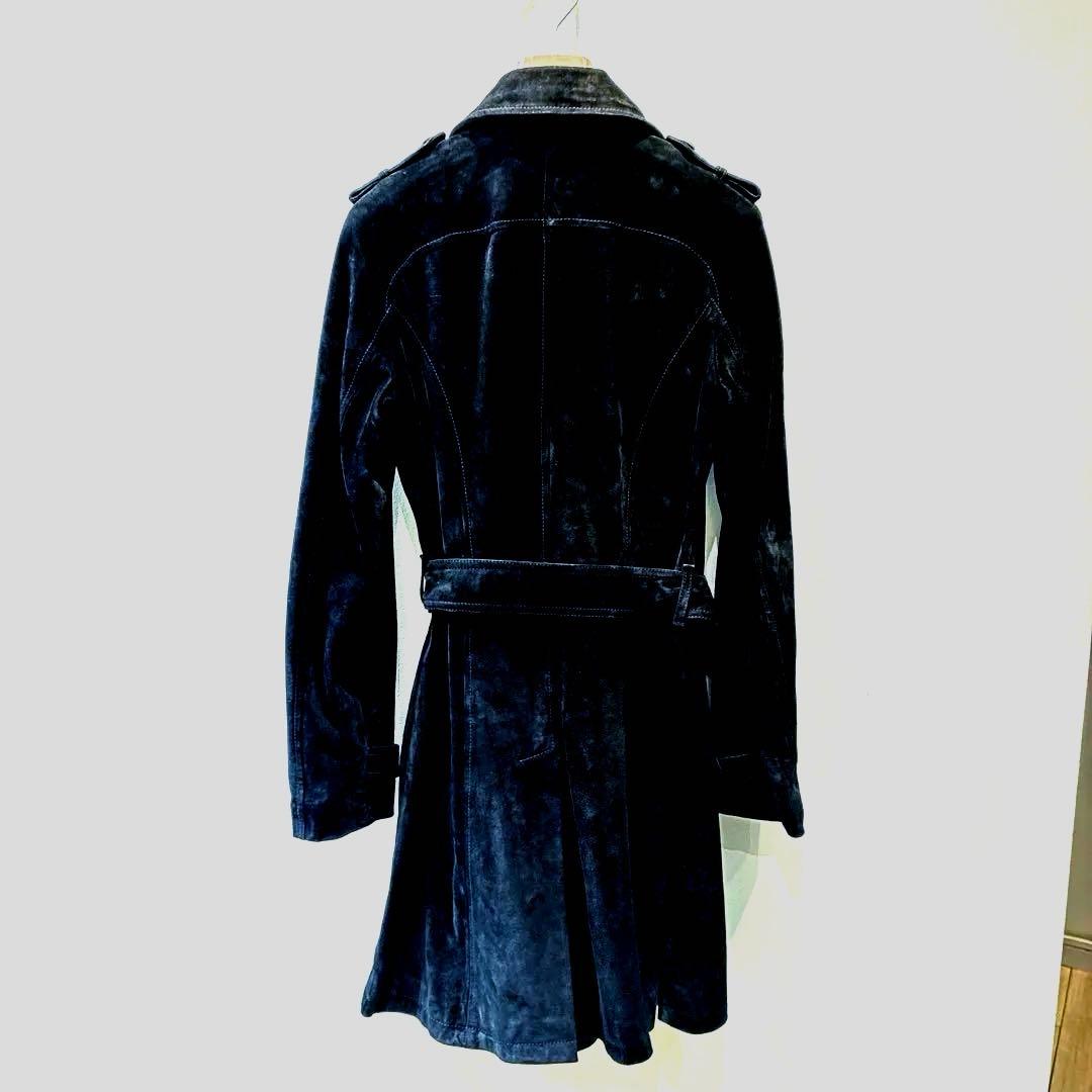 miumiu ブラックスエードコート レディース