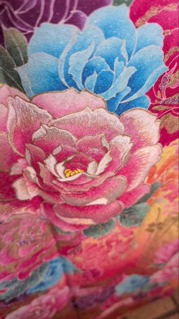 【美品】振袖 華やかな花柄 蝶柄 黄色♪
