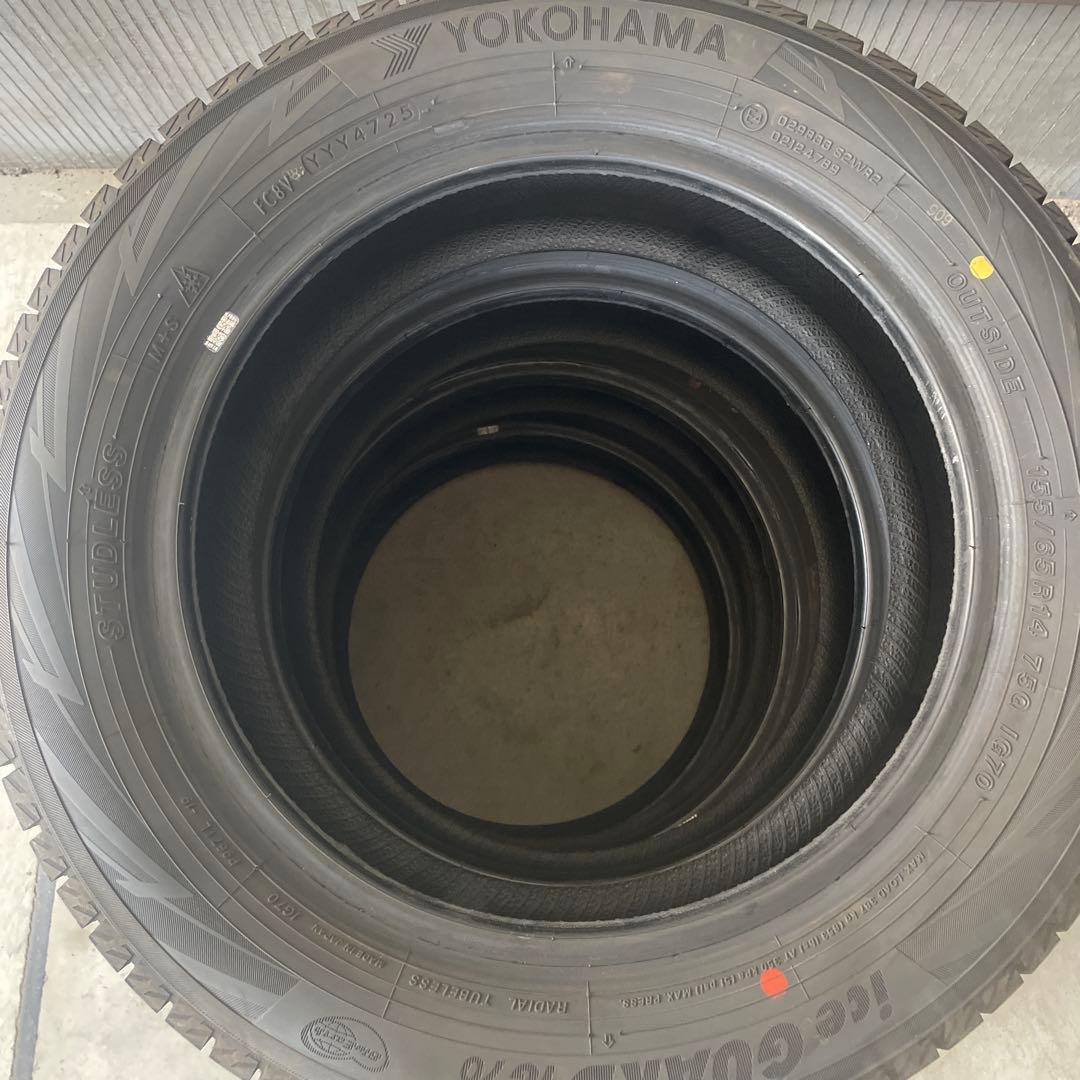 ヨコハマ　スタッドレス　バリ山　155/65R14 中古4本　25年製　送料込み