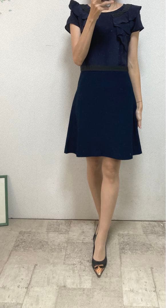 miu miu ミュウミュウ　フリルワンピース　38 バイカラー　シルク　謝恩会