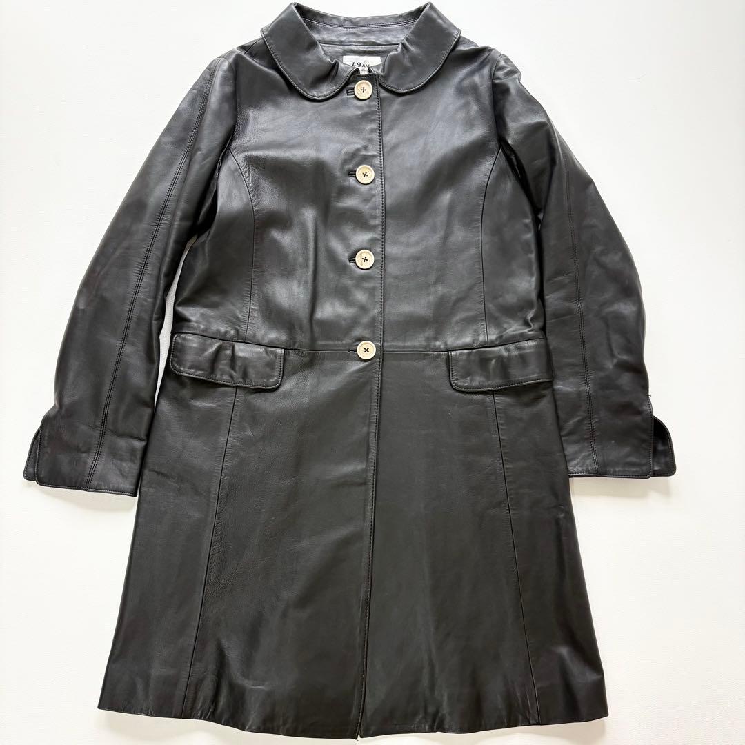49AV. ジュンコシマダ 羊革 レザーコート ラウンドカラー 40 ブラック