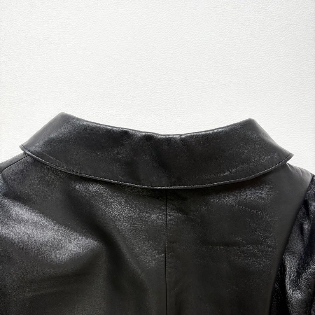 49AV. ジュンコシマダ 羊革 レザーコート ラウンドカラー 40 ブラック