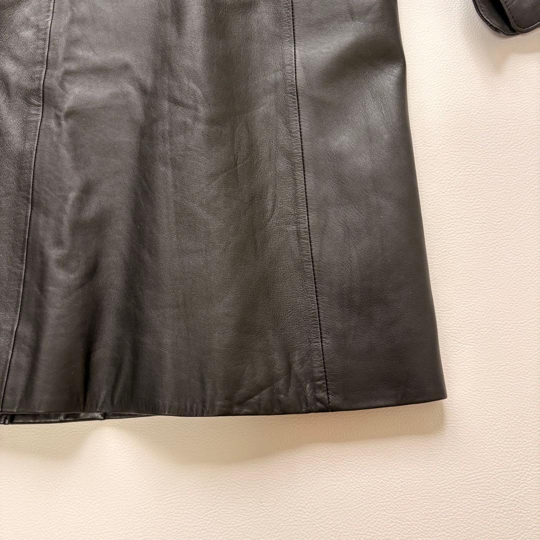 49AV. ジュンコシマダ 羊革 レザーコート ラウンドカラー 40 ブラック