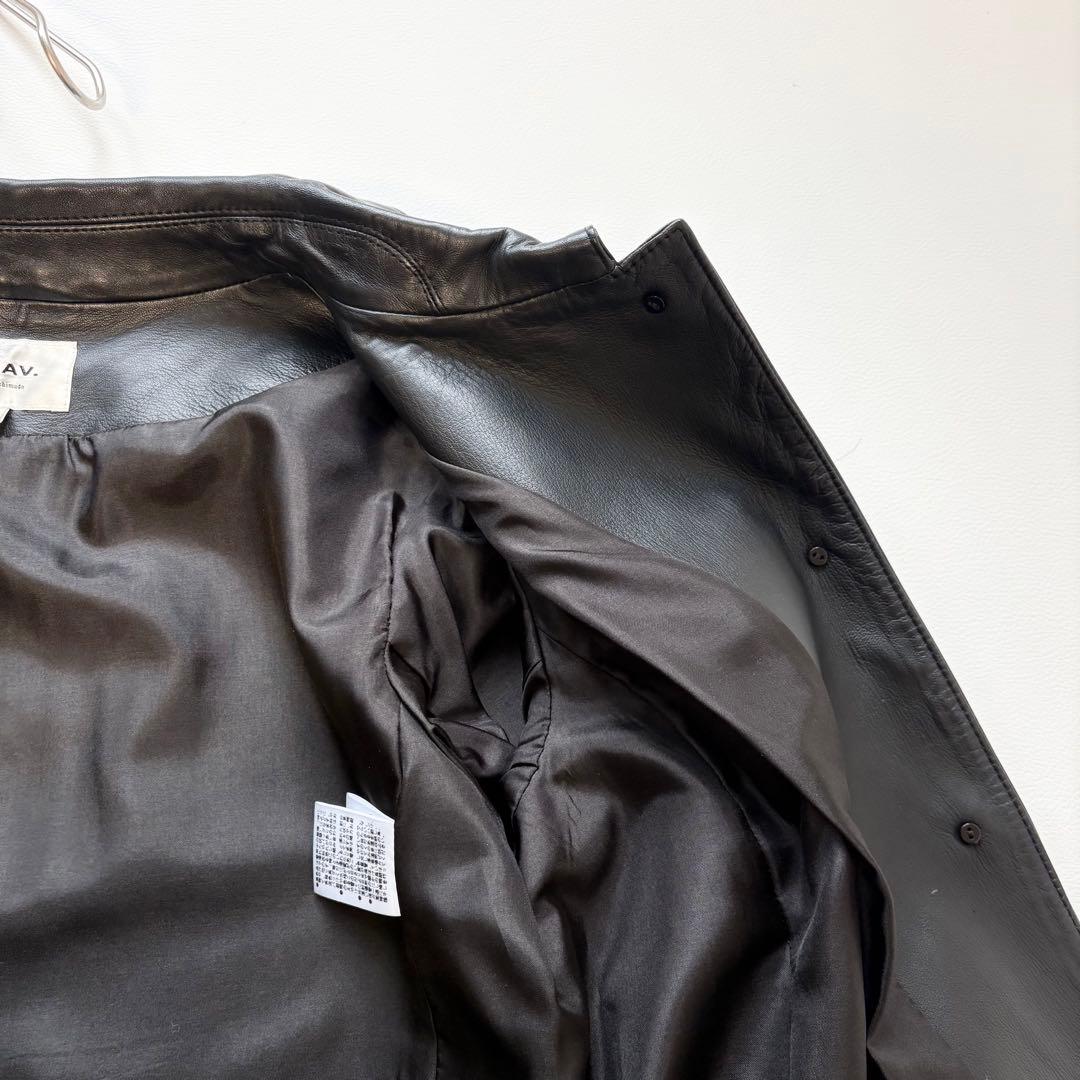 49AV. ジュンコシマダ 羊革 レザーコート ラウンドカラー 40 ブラック