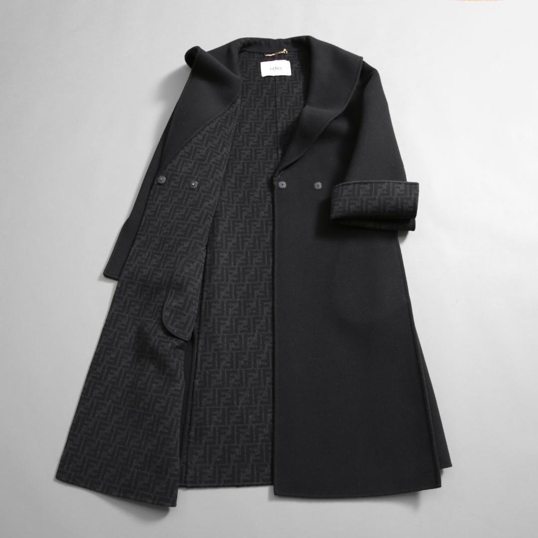 FENDI 19AW 美品 裏地FFロゴ ズッカ柄 マフラー付き ロングコート