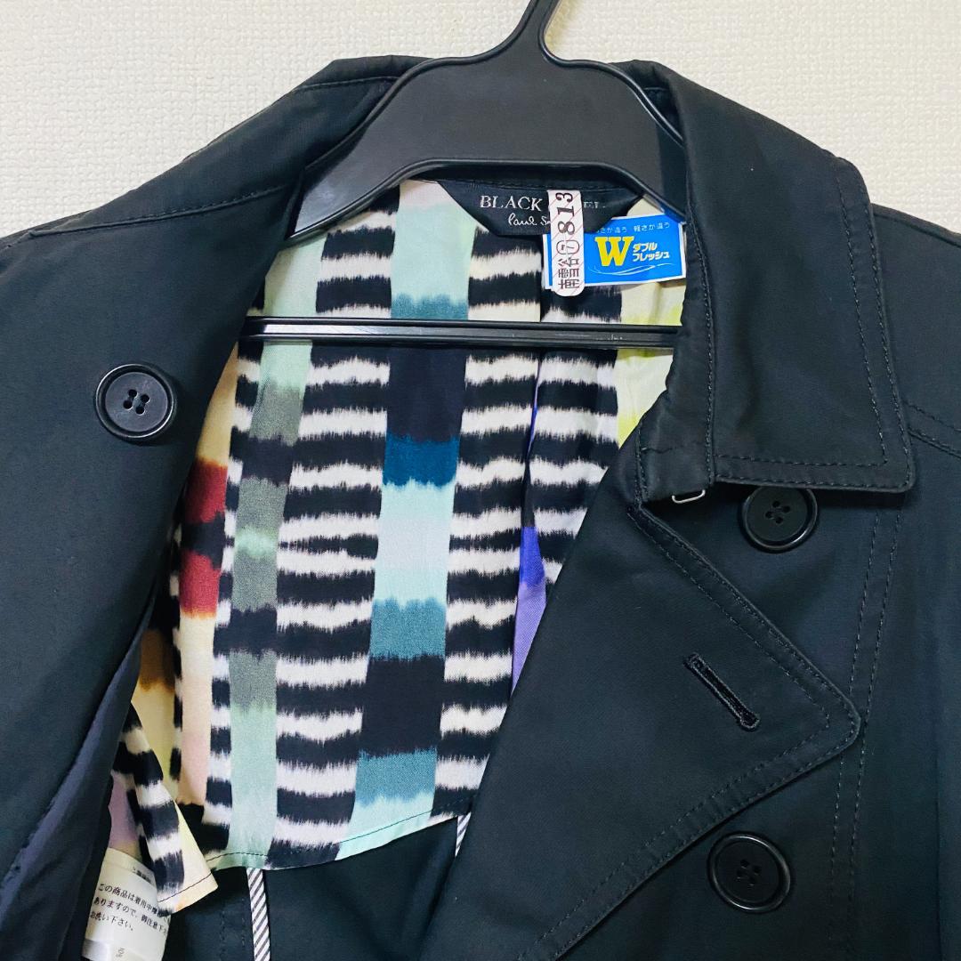 ポールスミス ブラック トレンチコート ブラック Lサイズ 40 ベルト付
