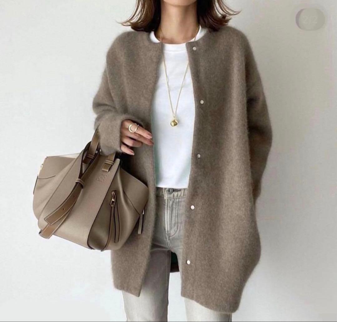 美品✨ELENDEEKラクーンミックスダブルカーディガン