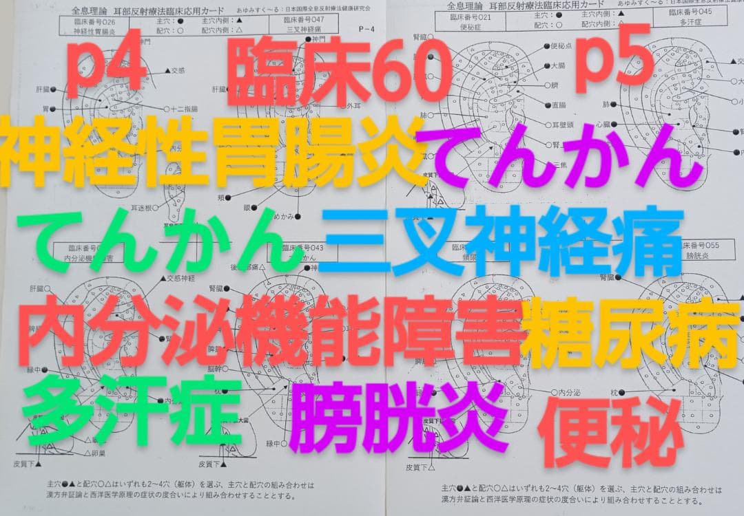 BP32:耳つぼ：臨床例60例集+チャート2+解説プリント（ジュエリー必須）プロ